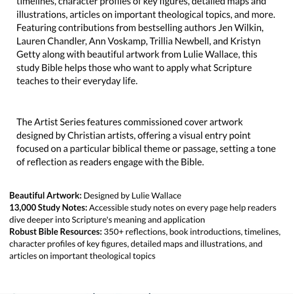 ESV Women's Study Bible Artist Series Hardcover w/Cloth "Emma" By Crossway. New - Picture 9 of 9